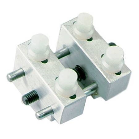 Close-Up Of Ranata Case Holder Showing Anti-Scratch Nylon Pins And Aluminum Build
