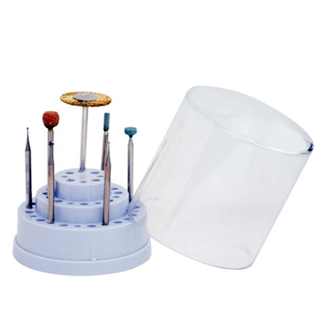 Beading Round Tiered Bur Holder with Clear Protective Cover
