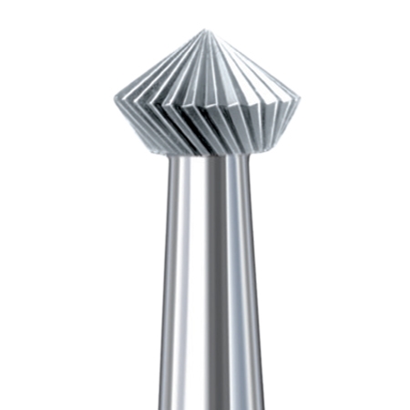Pack of six Busch® 90° Hart burs, ISO #050 Fig. 156C, 5.00 mm, tungsten vanadium steel, cross-cut cylinder square shape, 3/32 inch shank, precision jewelry rotary tool burs.