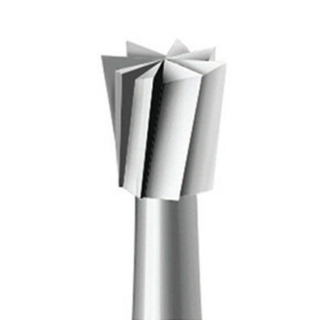 Busch® Inverted Cone Single-Cut Burs ISO #010 – Pack of 6 precision-machined tungsten vanadium steel burs with 3/32" shank, designed for detailed jewelry work and metal cutting.