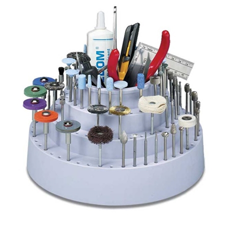 Rotating rotary tool and bur block holder for 3/32-inch shank burs