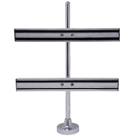 Smart Bench Magnetic Arms securely holding gravers and screwdrivers on a jeweler’s workbench