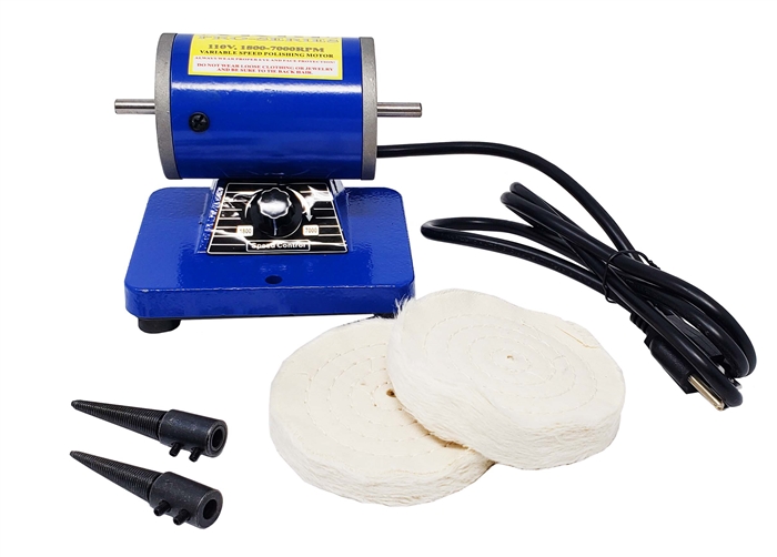 Flyrivergo Bench Buffer, Jewelry Polisher, Adjustable Variable Speed Bench  Polisher, with 2 Cotton Wheels, 2 Fiber Wheels, 1 Drill Chuck and 1 Set of