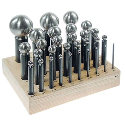 36 Pcs Punch Dapping Set Steel Metal Doming W/ Wood Stand Jewelry Tool