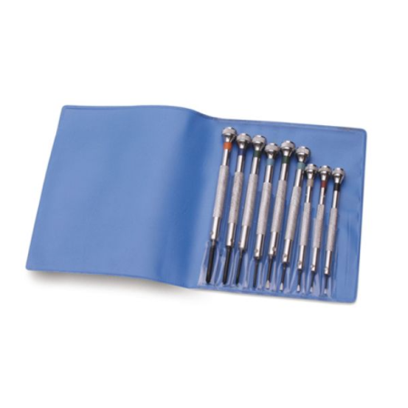 Euro Tools® 9 Piece Screwdriver Set featuring 5 straight slot screwdrivers and 4 Phillips head screwdrivers with comfortable handles.