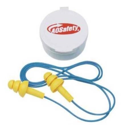 3M™ Reusable Corded Ear Plugs with tri-flange design for a secure fit.
