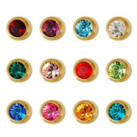 Dazzling Gold-Plated Birthstone Earrings - 12 Pairs in Assorted Colors