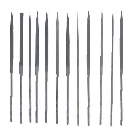 Grobet Swiss Needle File Set (12pc, 20cm, Cut 0) - Coarse Files for Jewelry and Metalworking