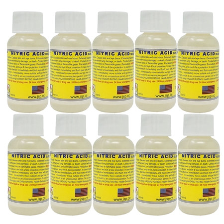 1oz Concentrated ACS Lab Grade Nitric Acid 69.8% (10-Pack) - For Professional Gold Refining
