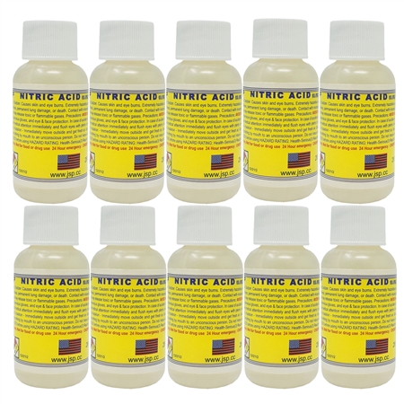 JSP® 1oz Concentrated ACS Lab Grade Nitric Acid 69.8% (10-Pack) – High-Purity HNO3 for Gold & Silver Refining