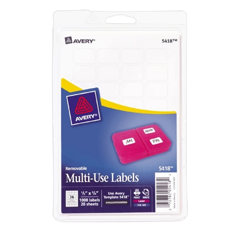 Avery� Removable Labels - 1/2" x 3/4", 1,000 Count