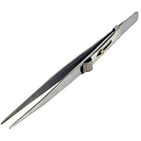 Slide Lock Diamond Gem Tweezers Locking Stainless Fine Medium Serrated Tip Set