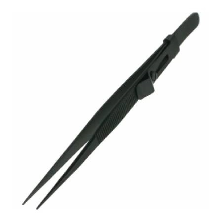 Black Stainless Steel Tweezers With Slide Lock For Gemstone Handling